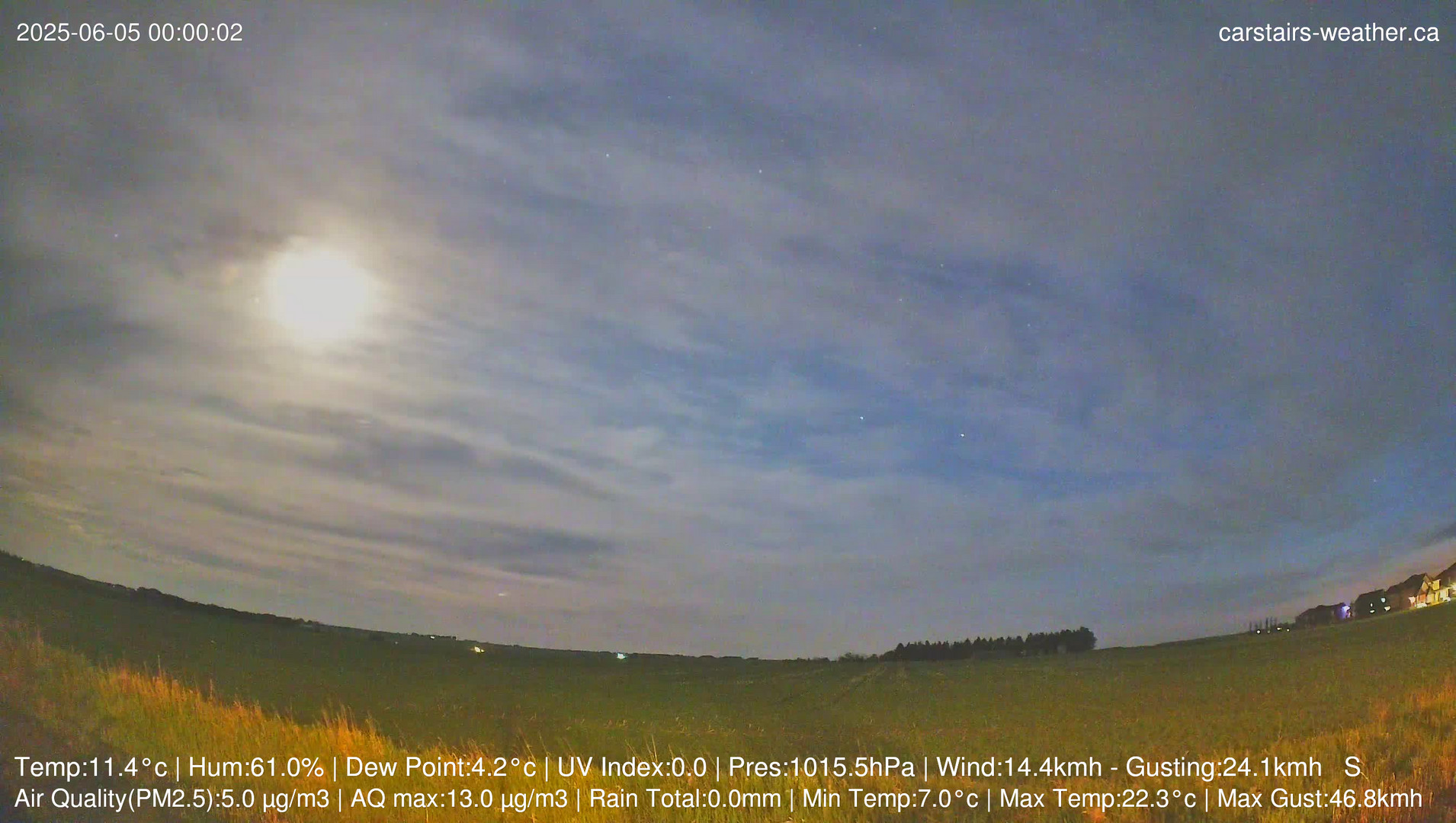 time-lapse frame, Carstairs Sky Cam webcam