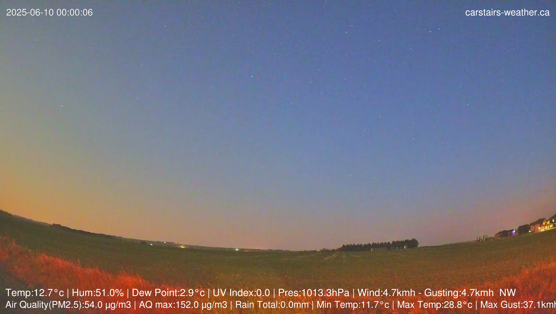 time-lapse frame, Carstairs Sky Cam webcam