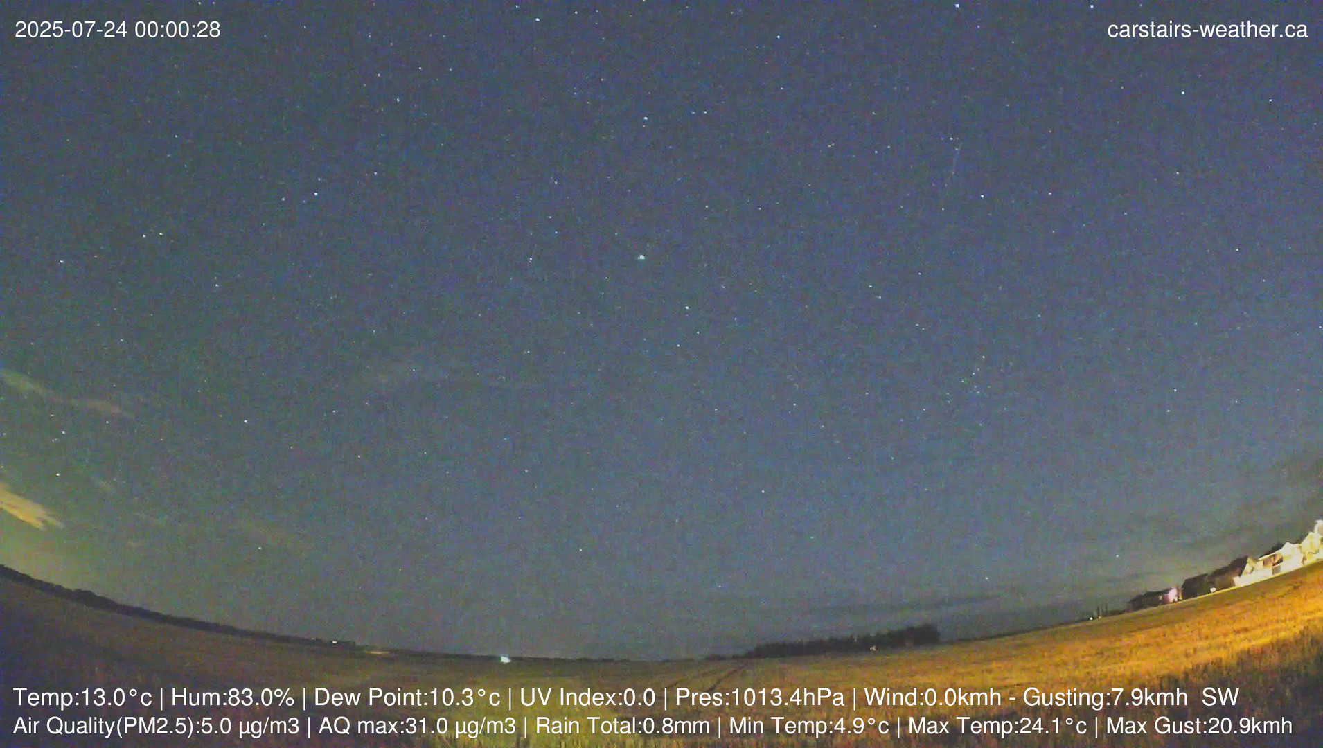 time-lapse frame, Carstairs Sky Cam webcam