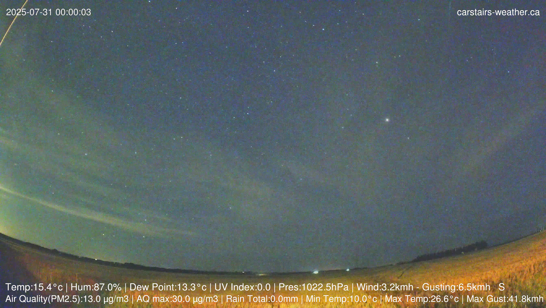 time-lapse frame, Carstairs Sky Cam webcam