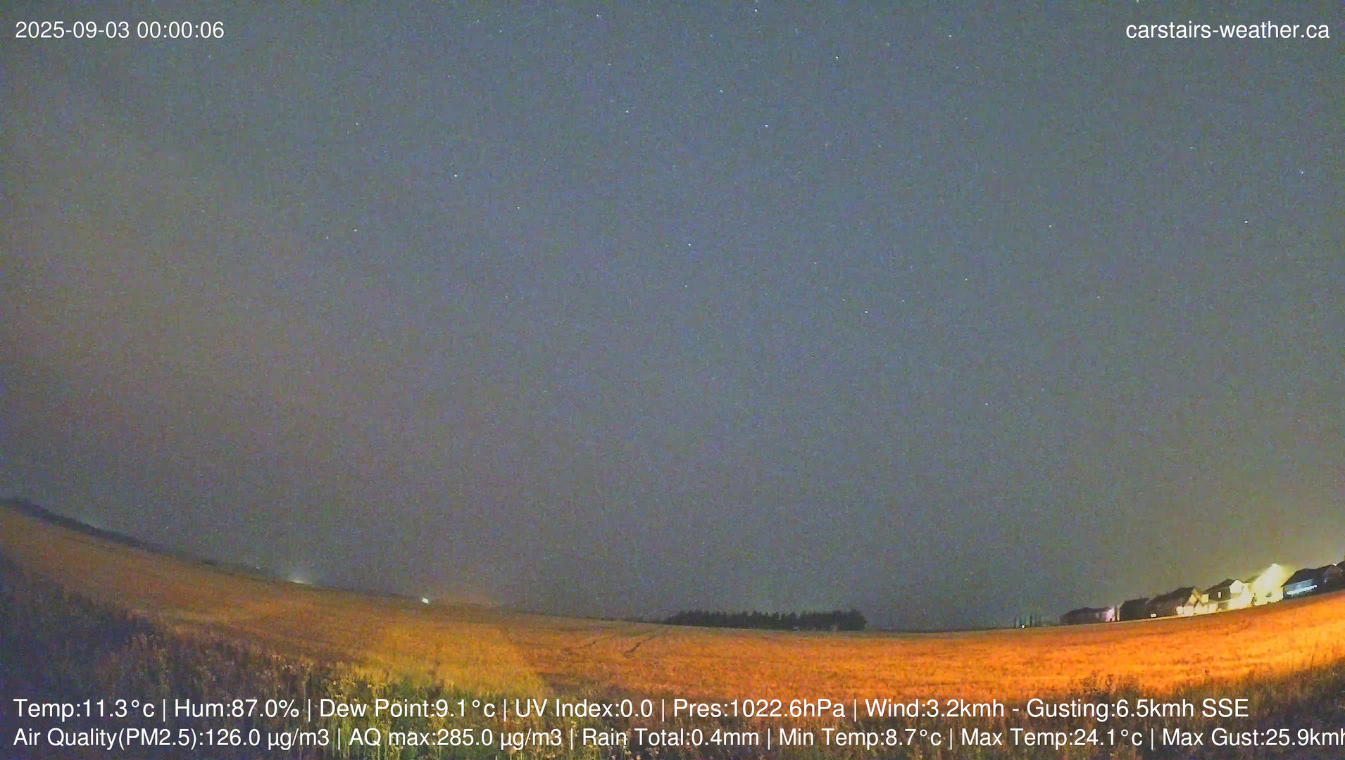 time-lapse frame, Carstairs Sky Cam webcam