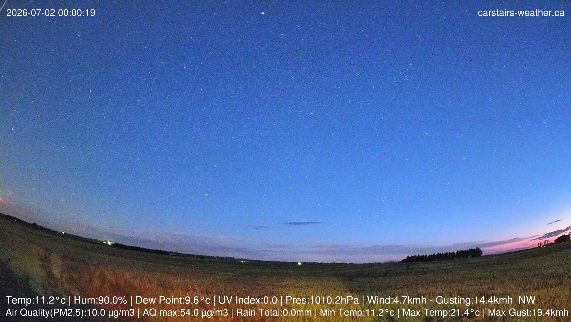 time-lapse frame, Carstairs Sky Cam webcam