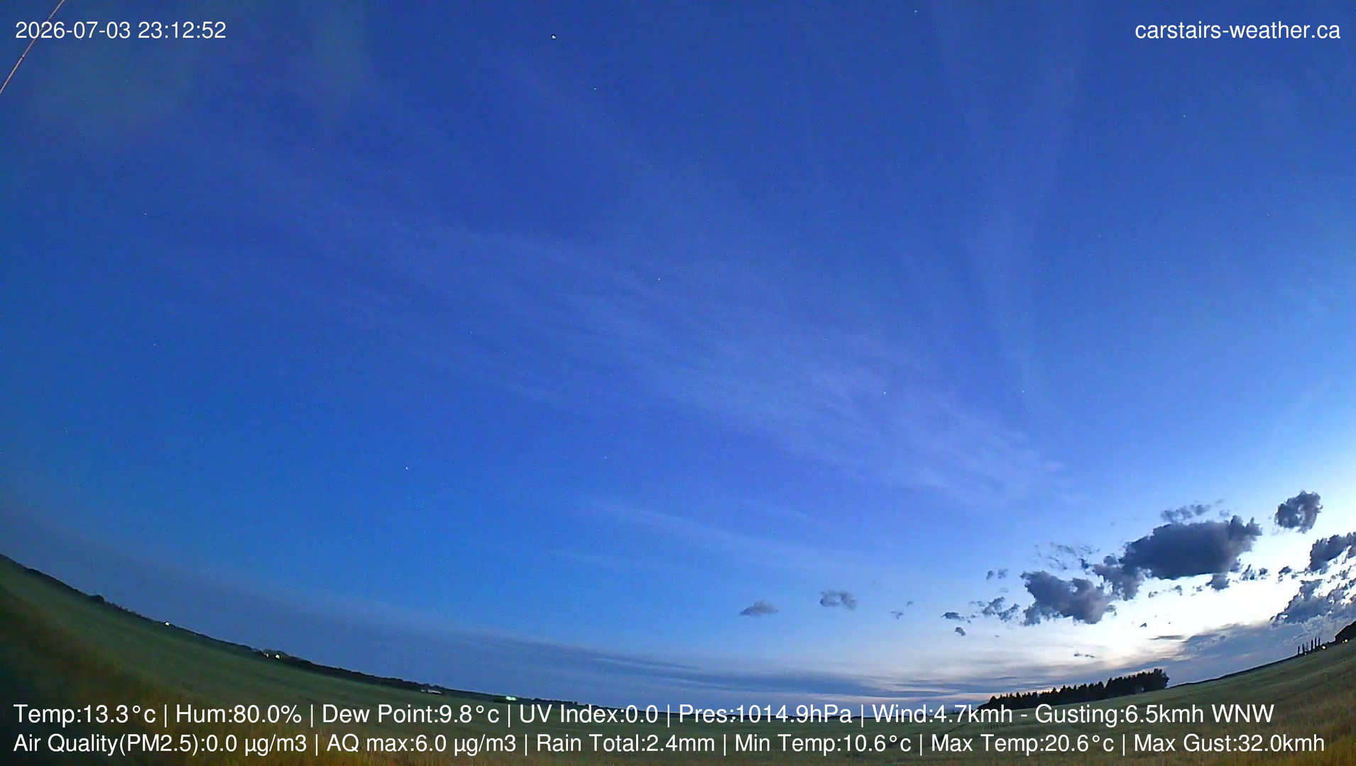 time-lapse frame, July 03 auroral activity  webcam
