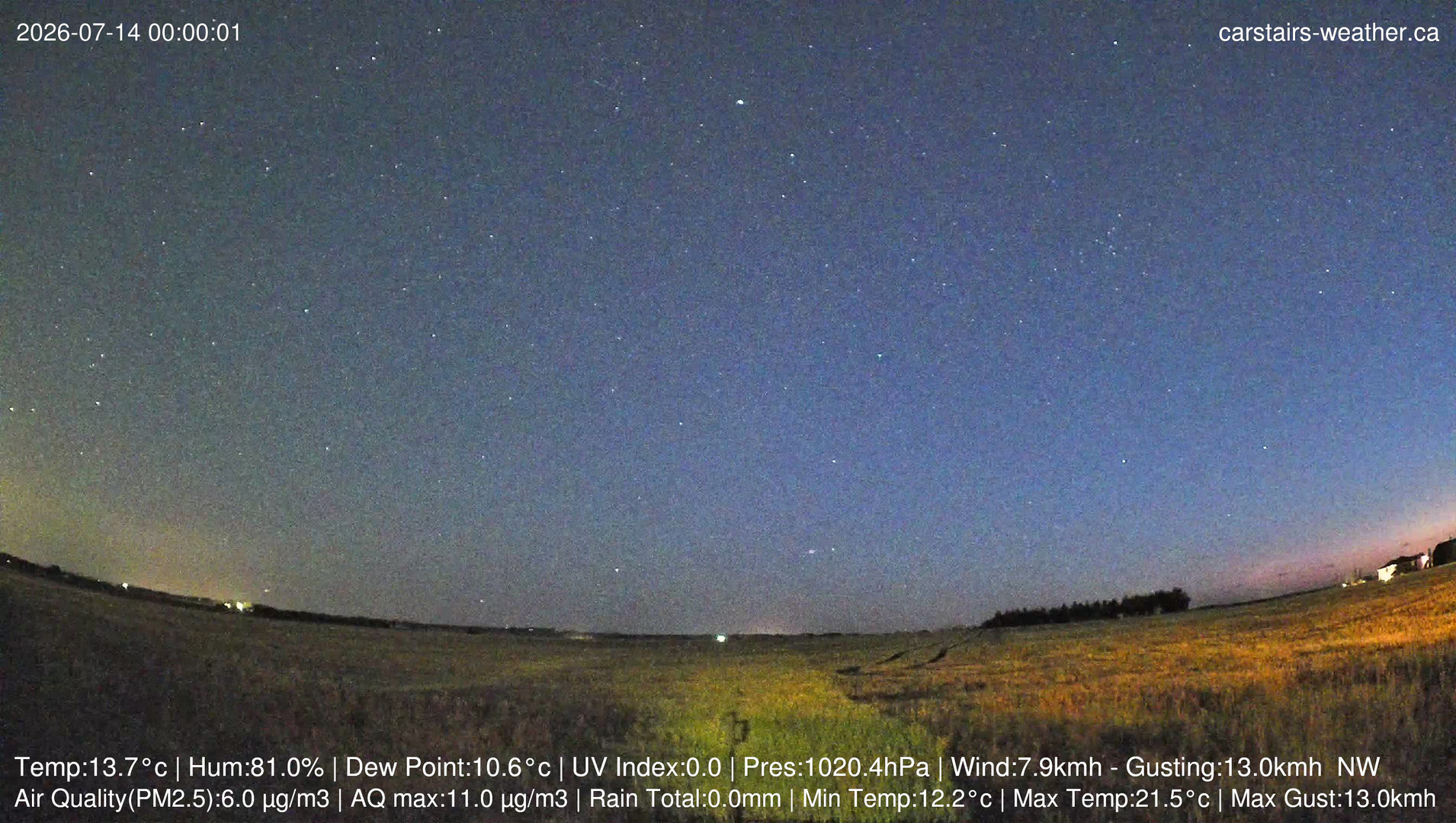time-lapse frame, Carstairs Sky Cam webcam