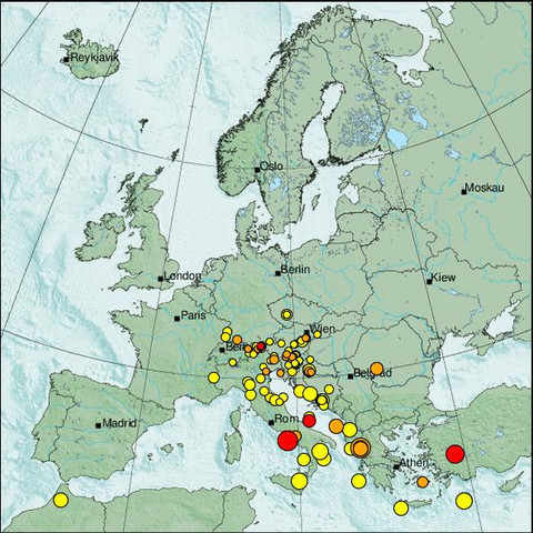 time-lapse frame, Erdbeben Europa webcam