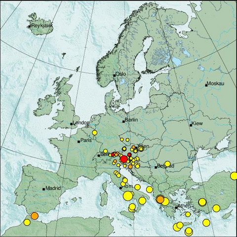 time-lapse frame, Erdbeben Europa webcam