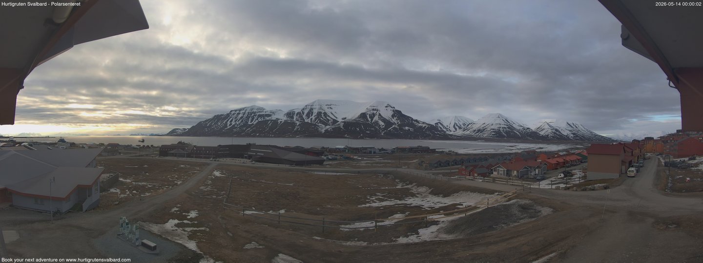 time-lapse frame, Hurtigruten Svalbard - Hiorthfjellet webcam