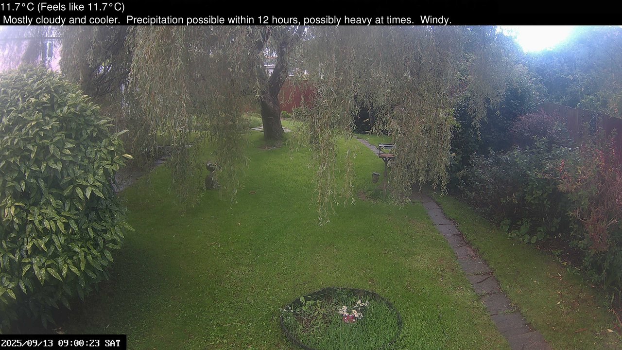time-lapse frame, Wembury, Devon. Garden Cam webcam