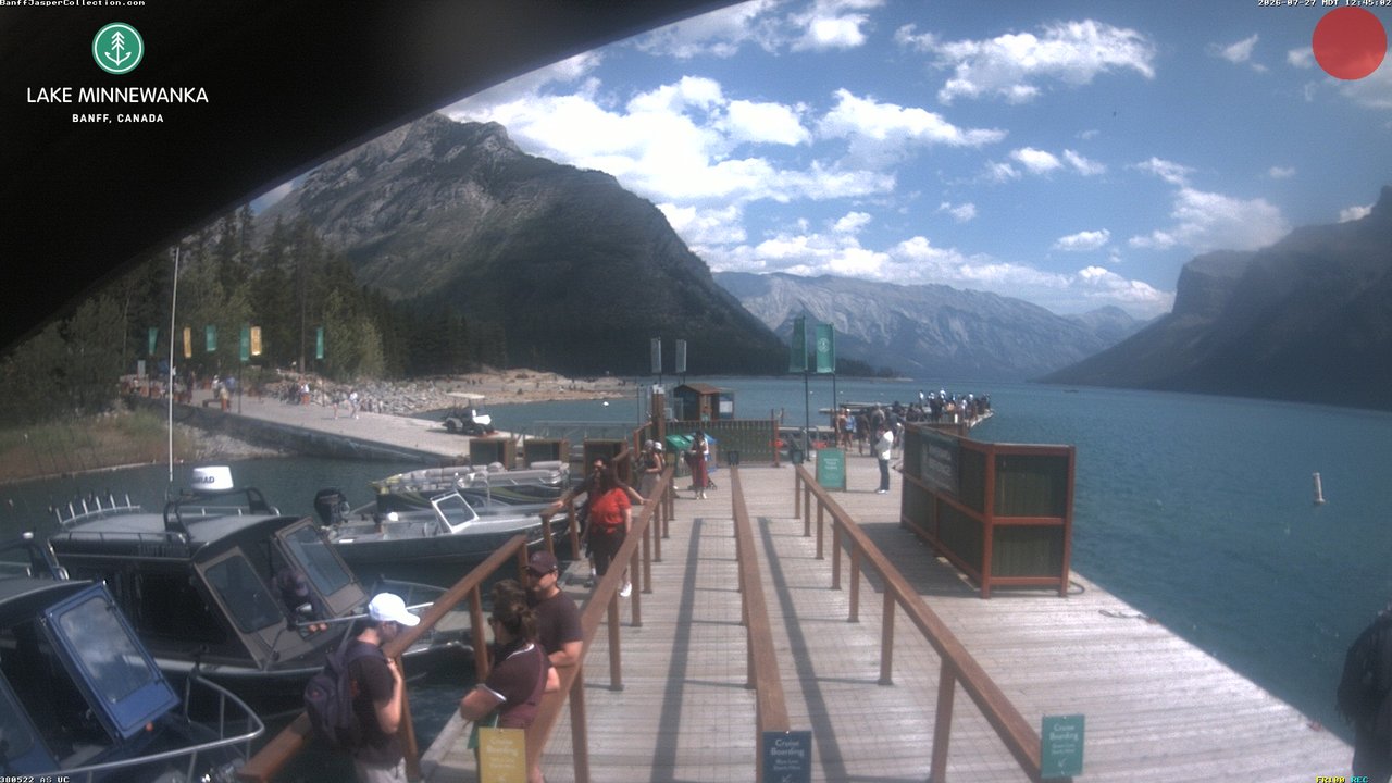 time-lapse frame, Lake Minnewanka webcam