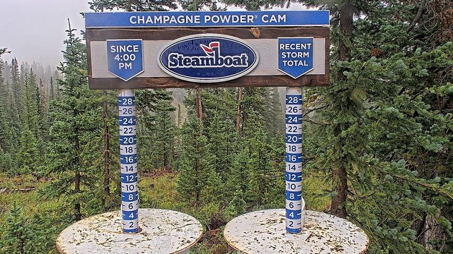 view from Steamboat Champagne Powder on 2026-08-30
