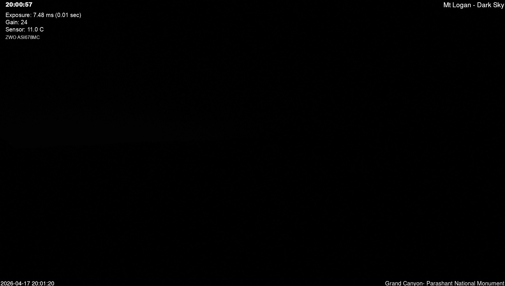 time-lapse frame, Mt Logan - Dark Sky webcam