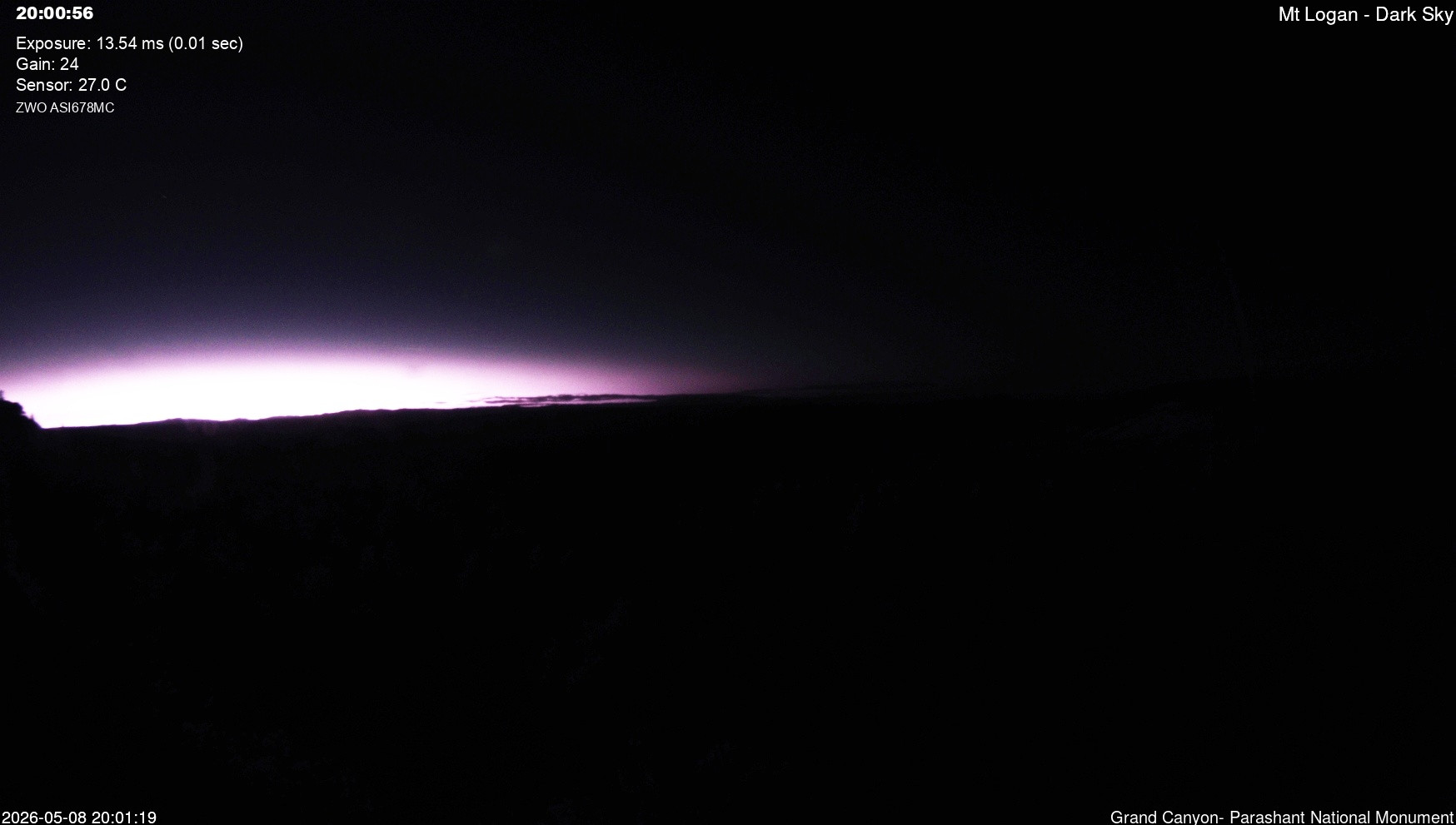time-lapse frame, Mt Logan - Dark Sky webcam