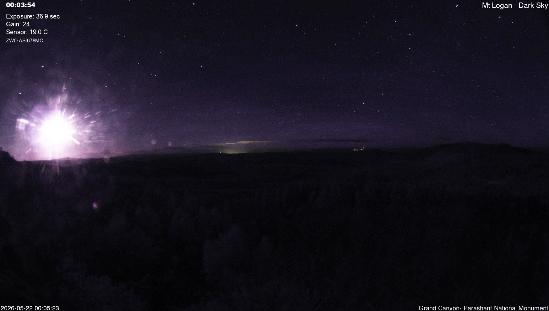time-lapse frame, Mt Logan - Dark Sky webcam