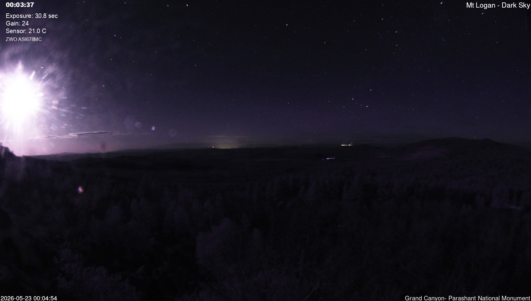 time-lapse frame, Mt Logan - Dark Sky webcam