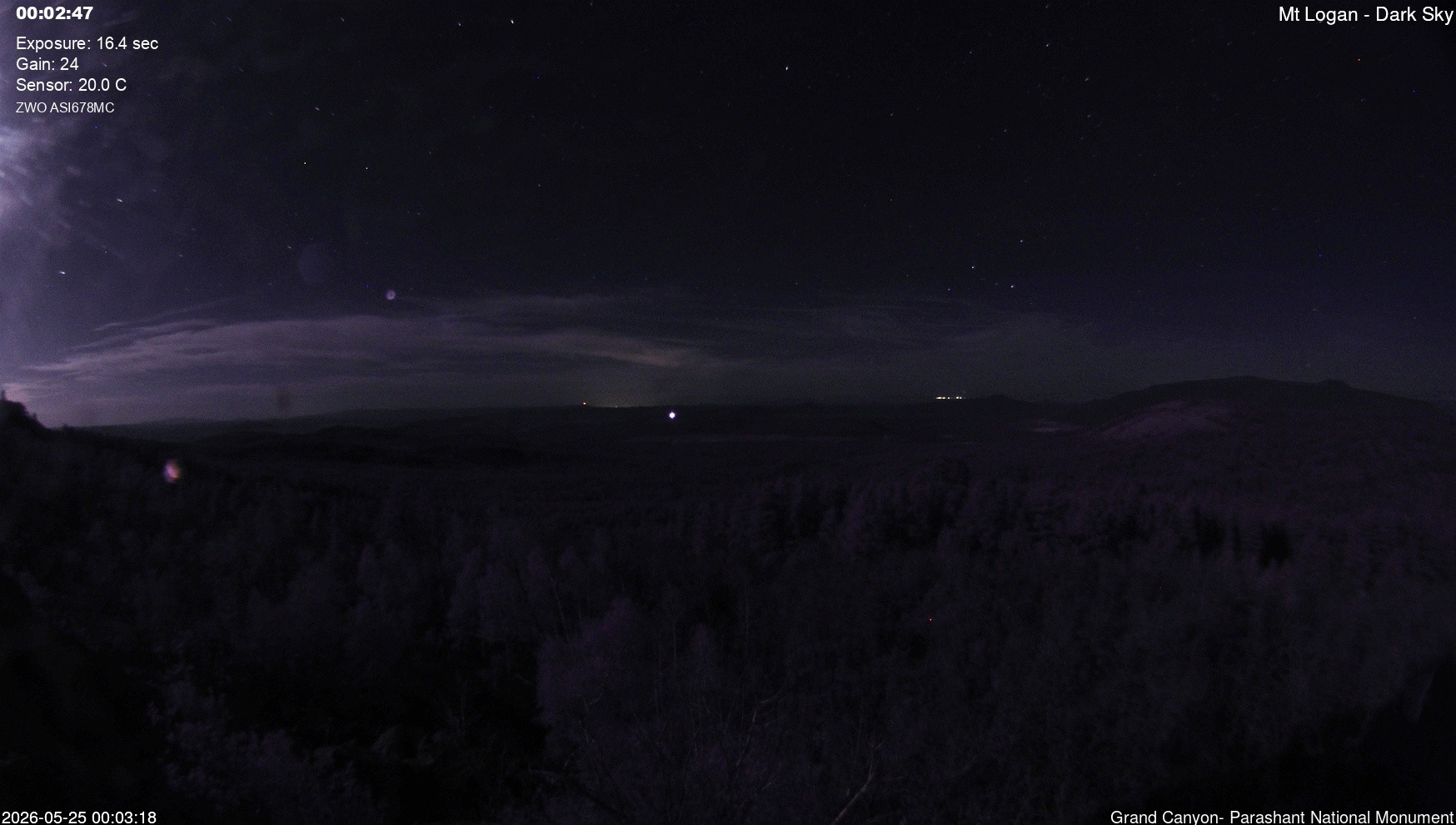 time-lapse frame, Mt Logan - Dark Sky webcam