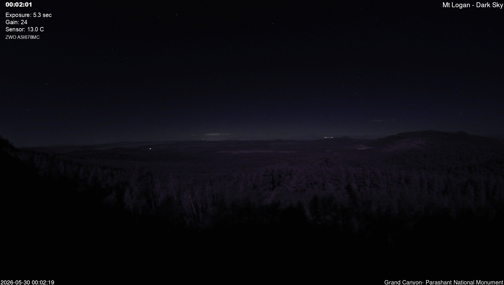 time-lapse frame, Mt Logan - Dark Sky webcam