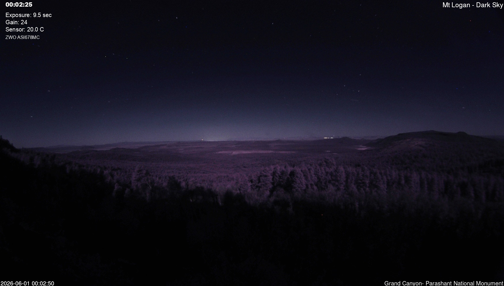 time-lapse frame, Mt Logan - Dark Sky webcam