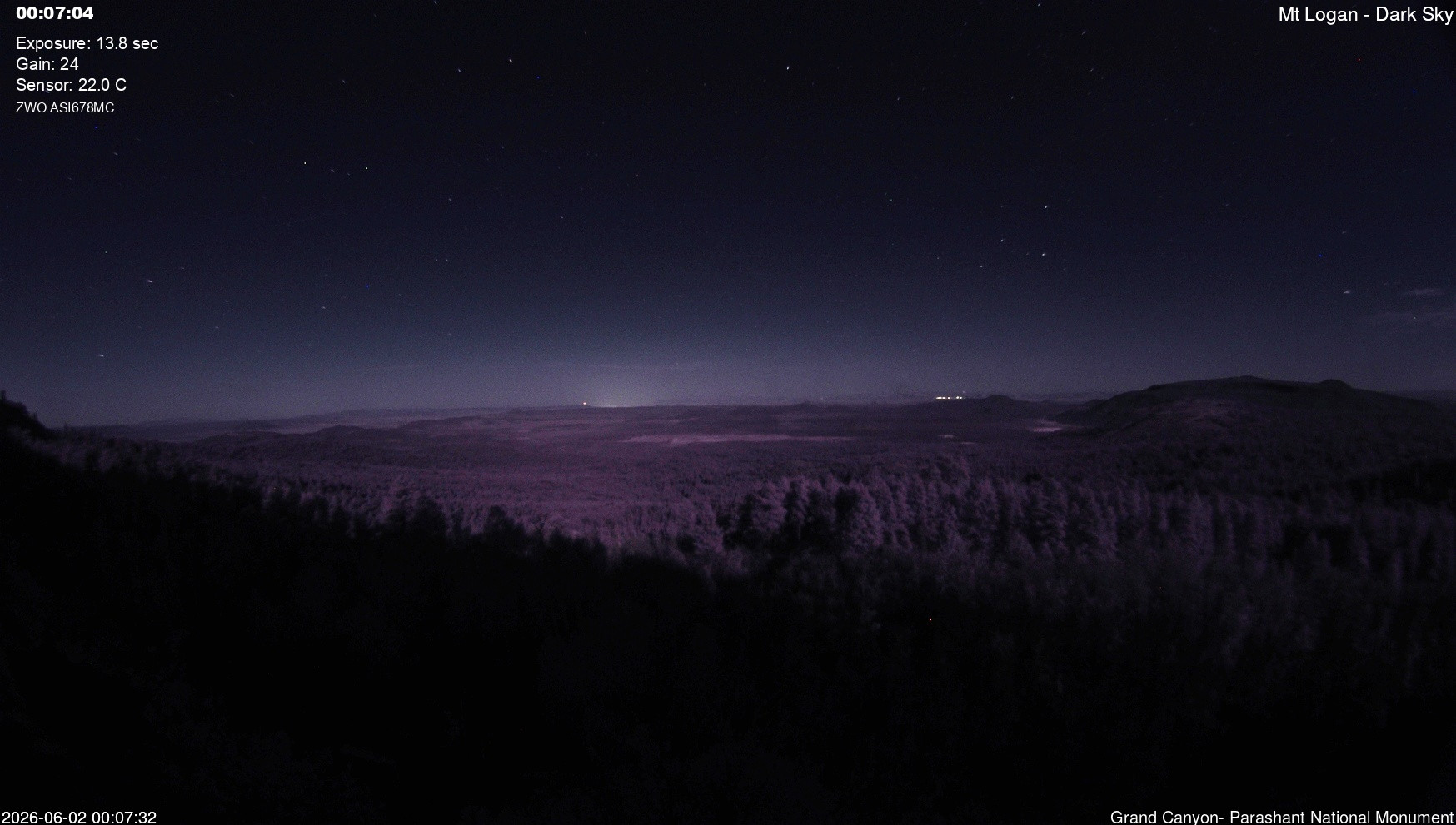 time-lapse frame, Mt Logan - Dark Sky webcam