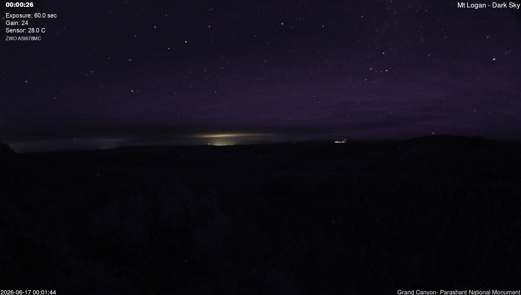 time-lapse frame, Mt Logan - Dark Sky webcam