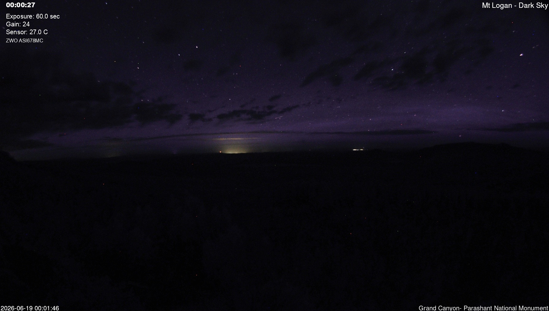 time-lapse frame, Mt Logan - Dark Sky webcam