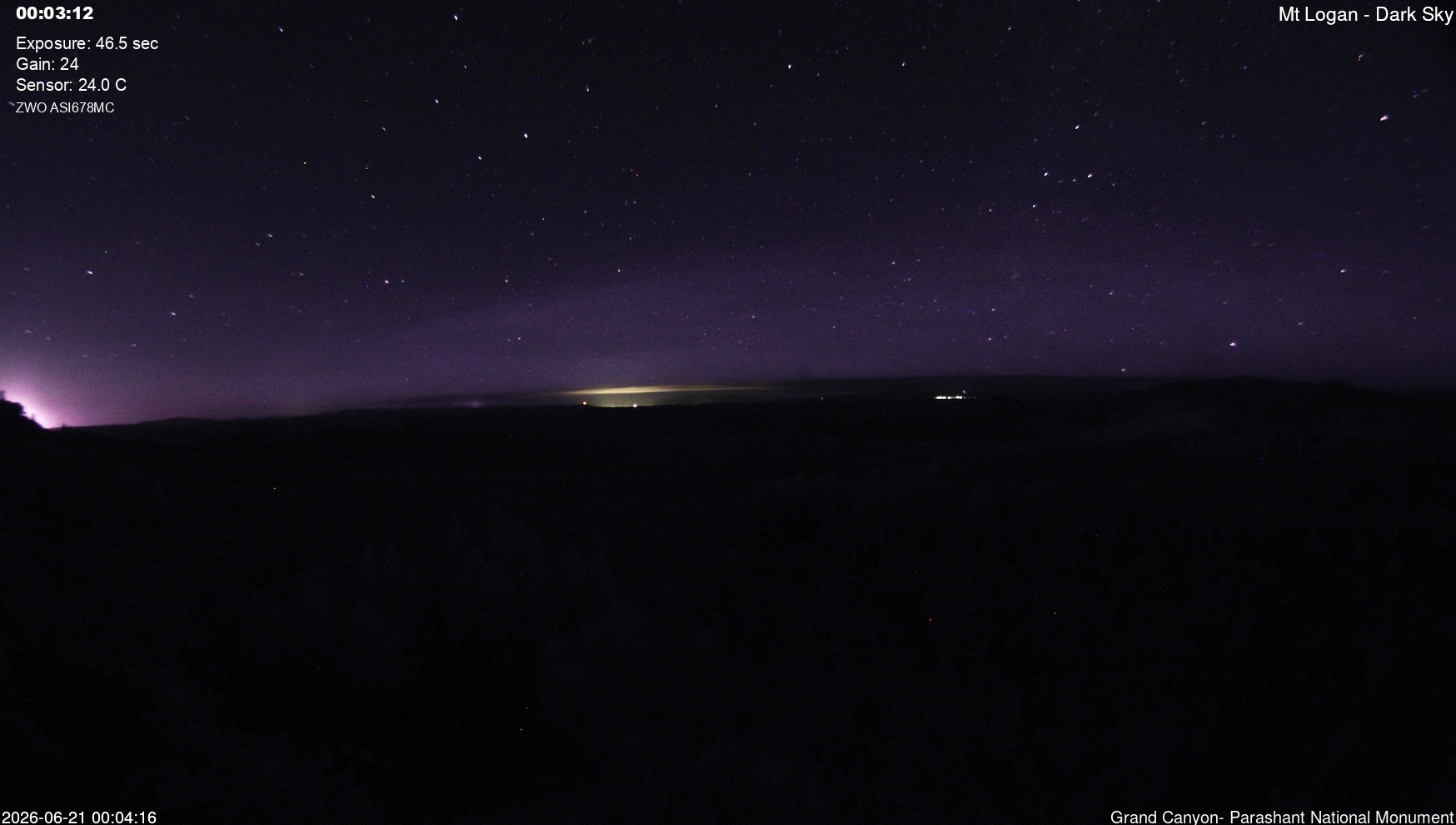 time-lapse frame, Mt Logan - Dark Sky webcam