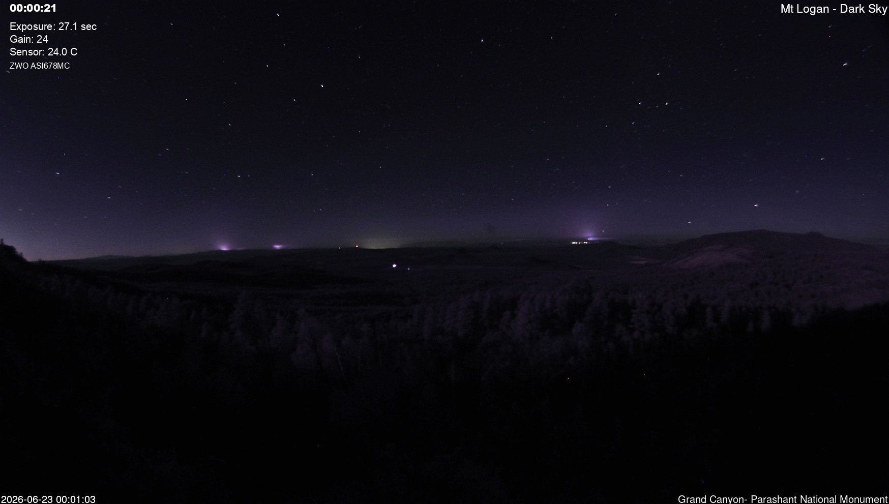time-lapse frame, Mt Logan - Dark Sky webcam