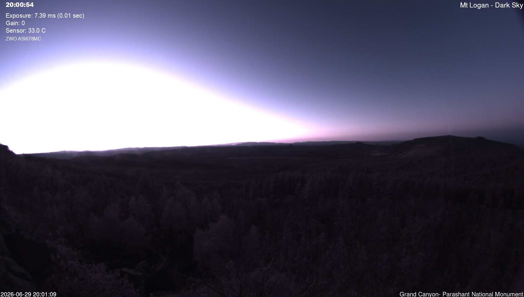 time-lapse frame, Mt Logan - Dark Sky webcam