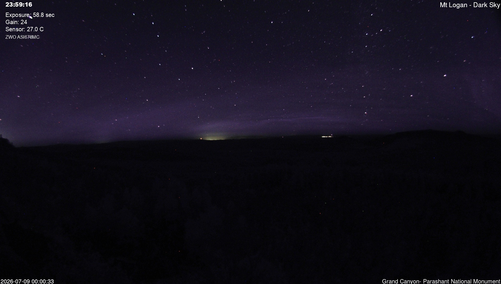 time-lapse frame, Mt Logan - Dark Sky webcam