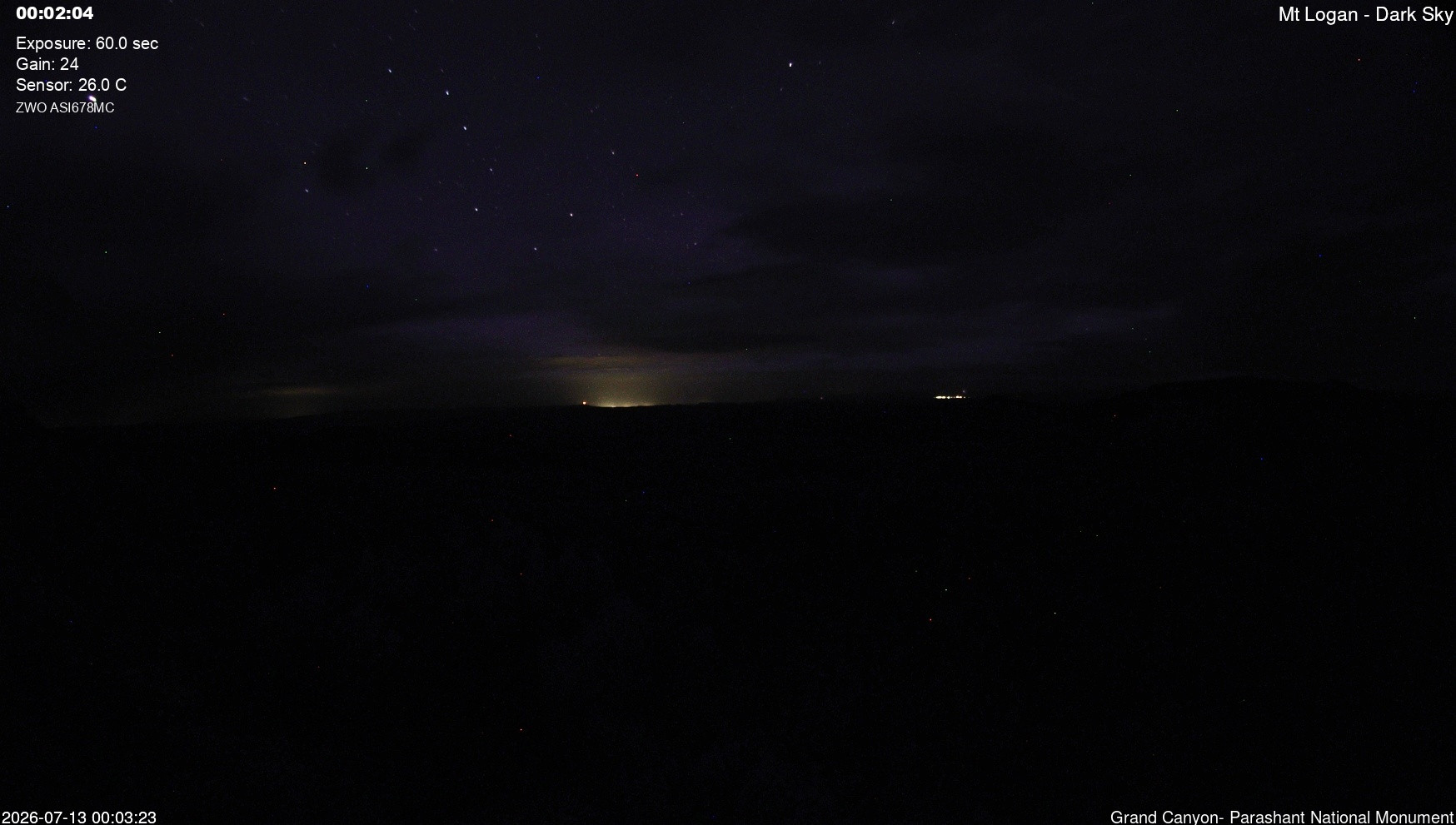 time-lapse frame, Mt Logan - Dark Sky webcam