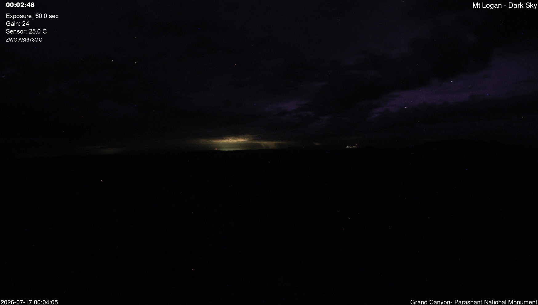 time-lapse frame, Mt Logan - Dark Sky webcam