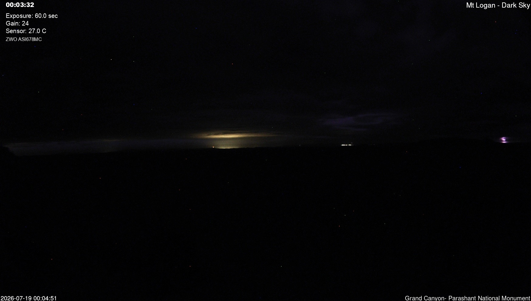 time-lapse frame, Mt Logan - Dark Sky webcam