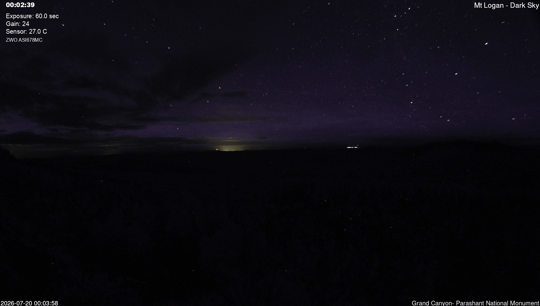 time-lapse frame, Mt Logan - Dark Sky webcam