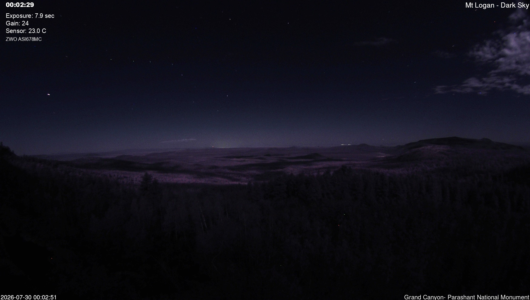 time-lapse frame, Mt Logan - Dark Sky webcam