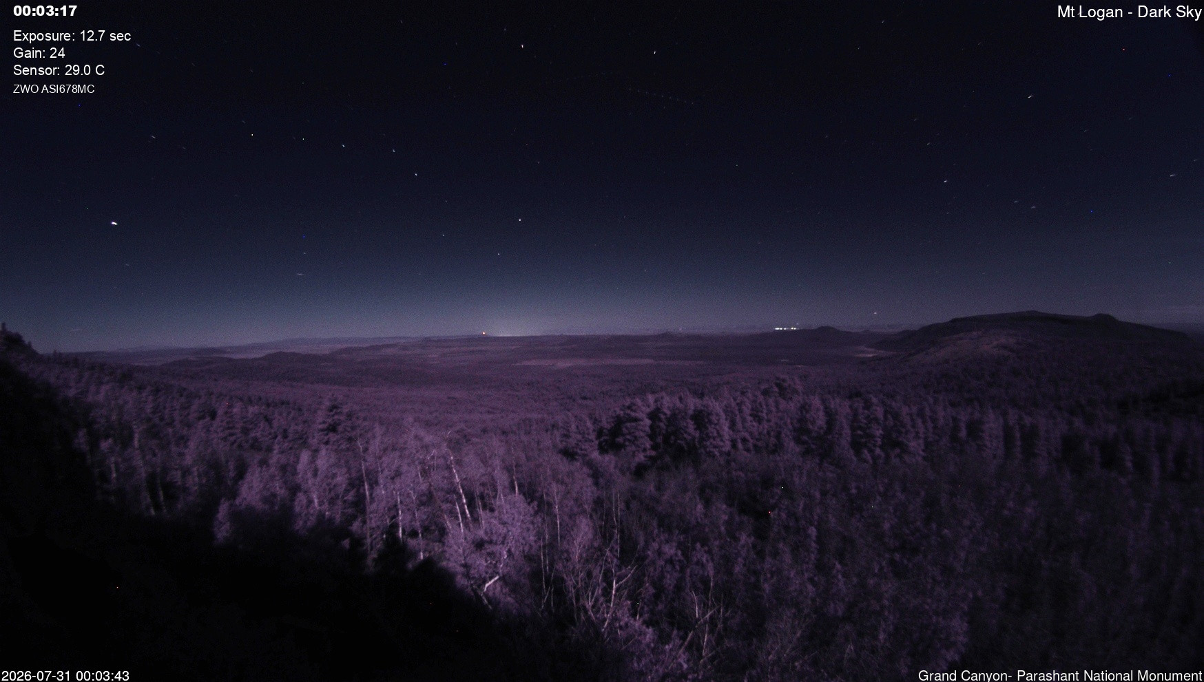 time-lapse frame, Mt Logan - Dark Sky webcam