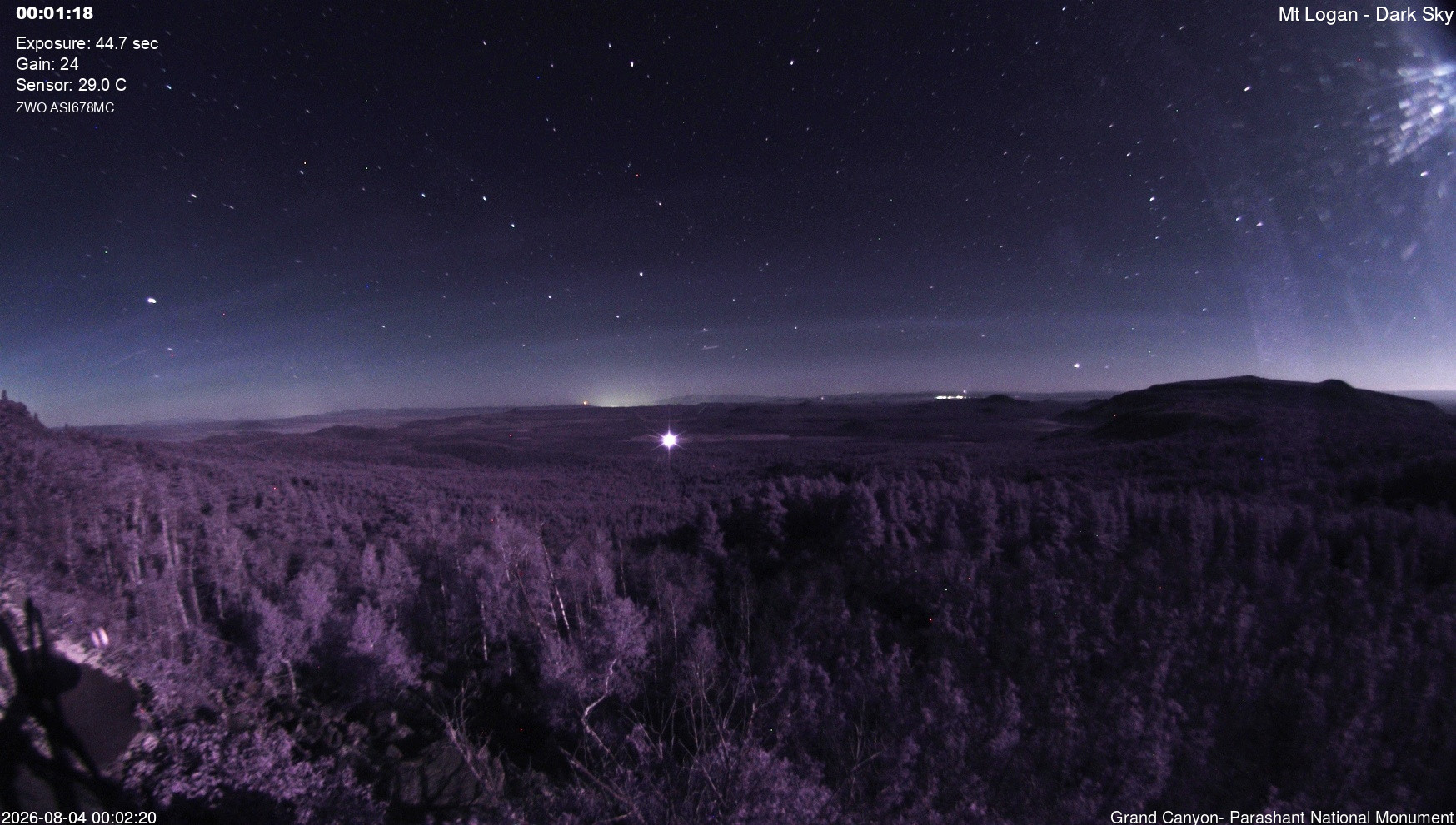 time-lapse frame, Mt Logan - Dark Sky webcam