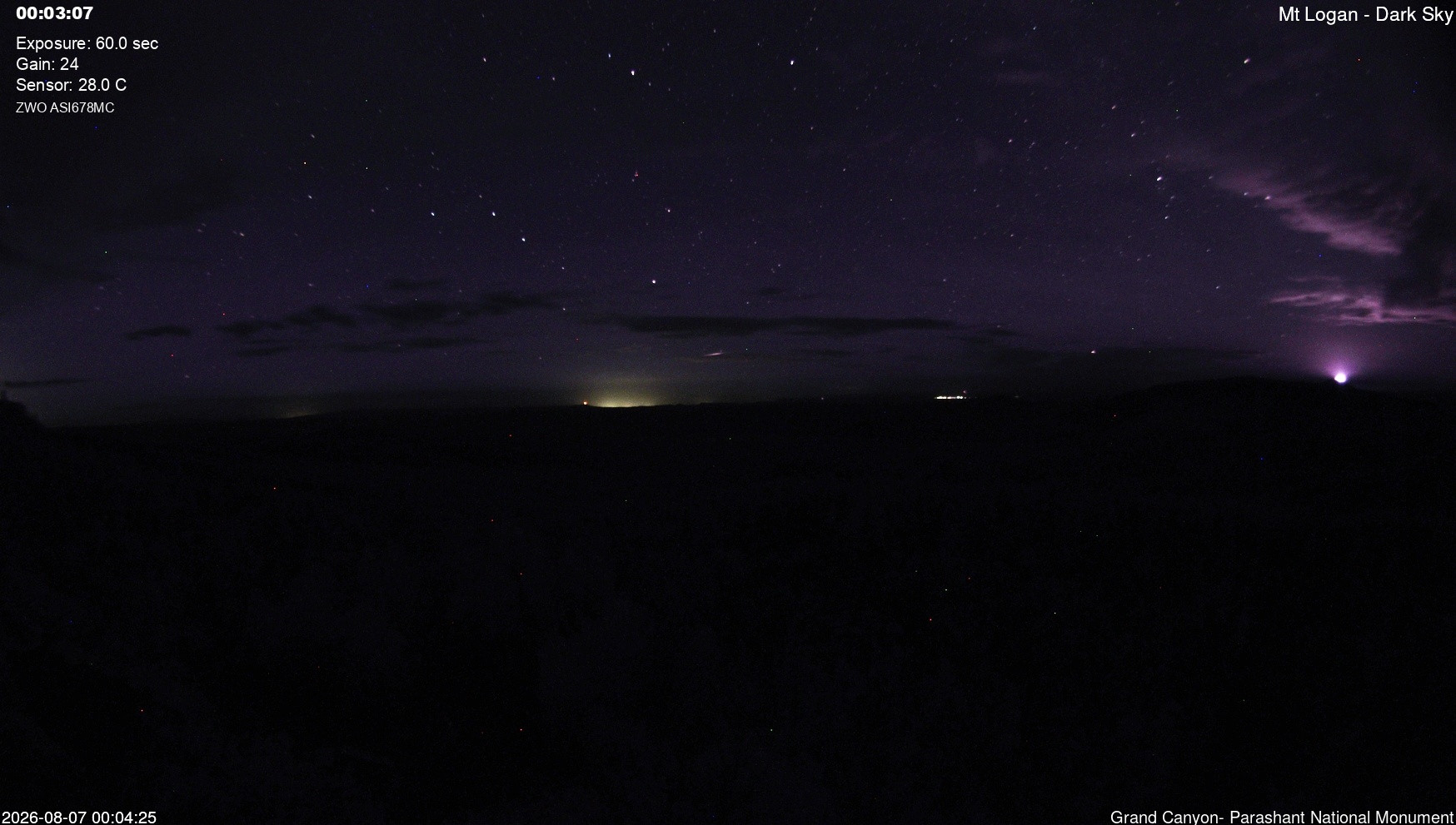 time-lapse frame, Mt Logan - Dark Sky webcam