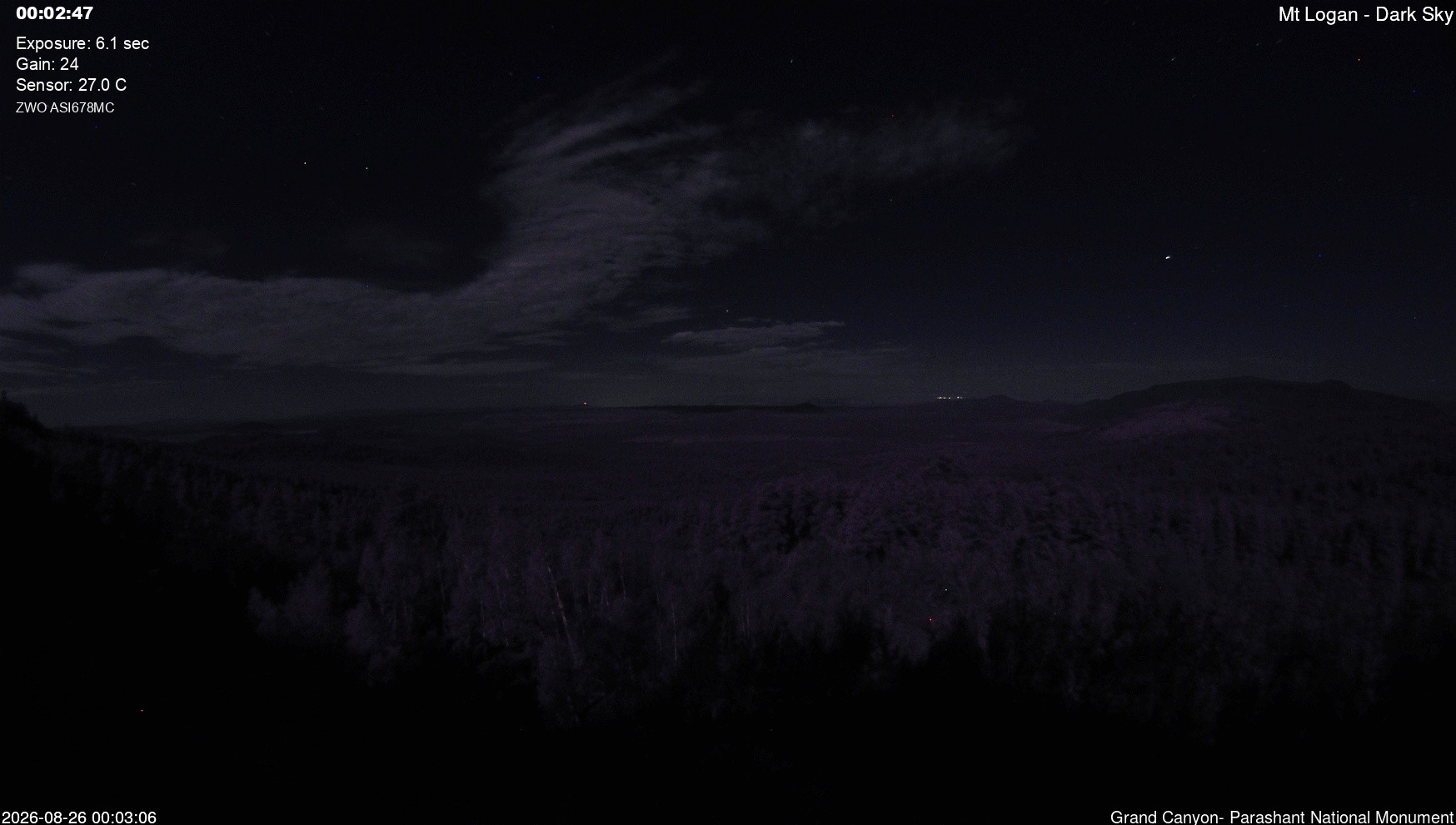 time-lapse frame, Mt Logan - Dark Sky webcam
