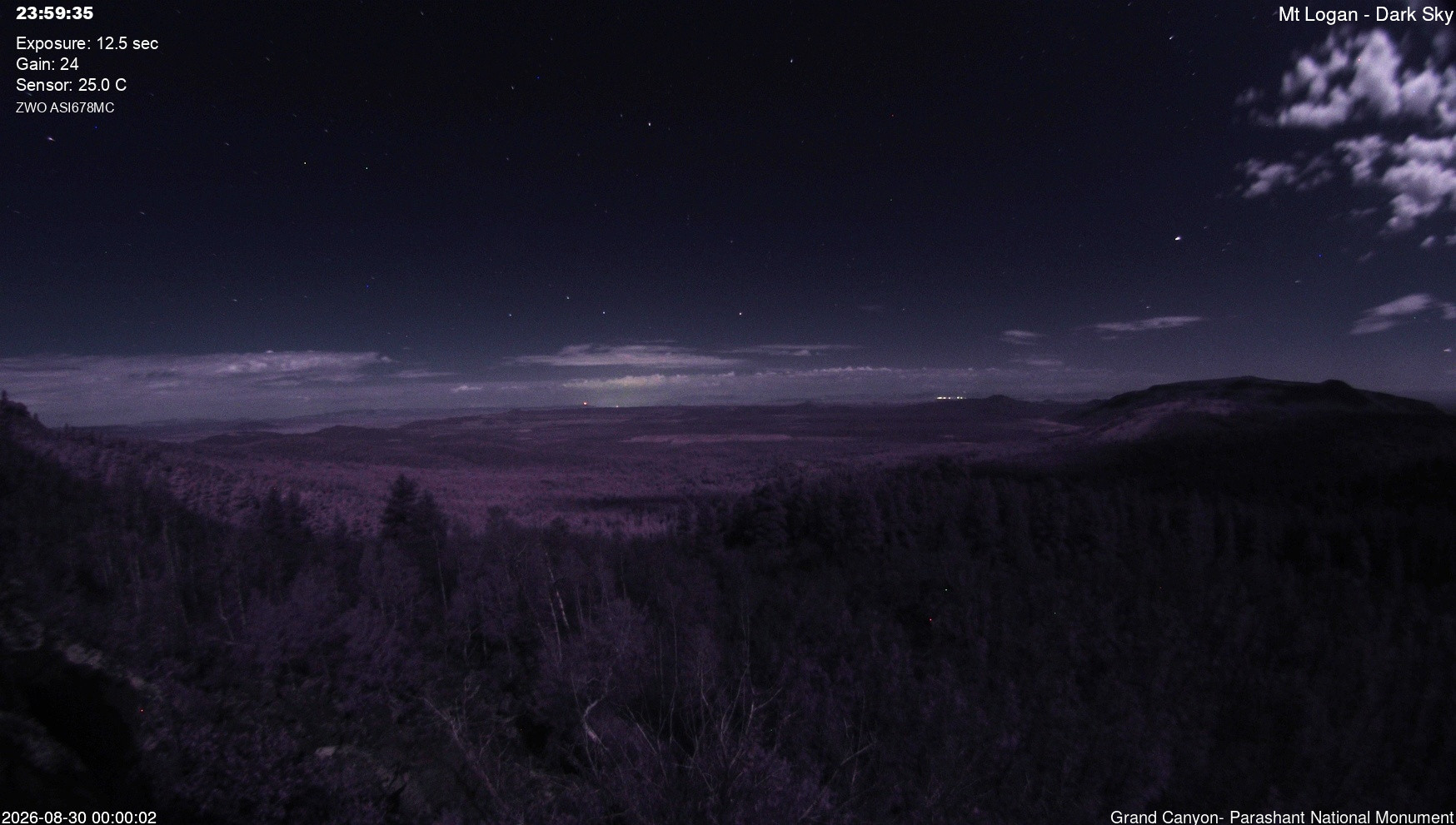 time-lapse frame, Mt Logan - Dark Sky webcam