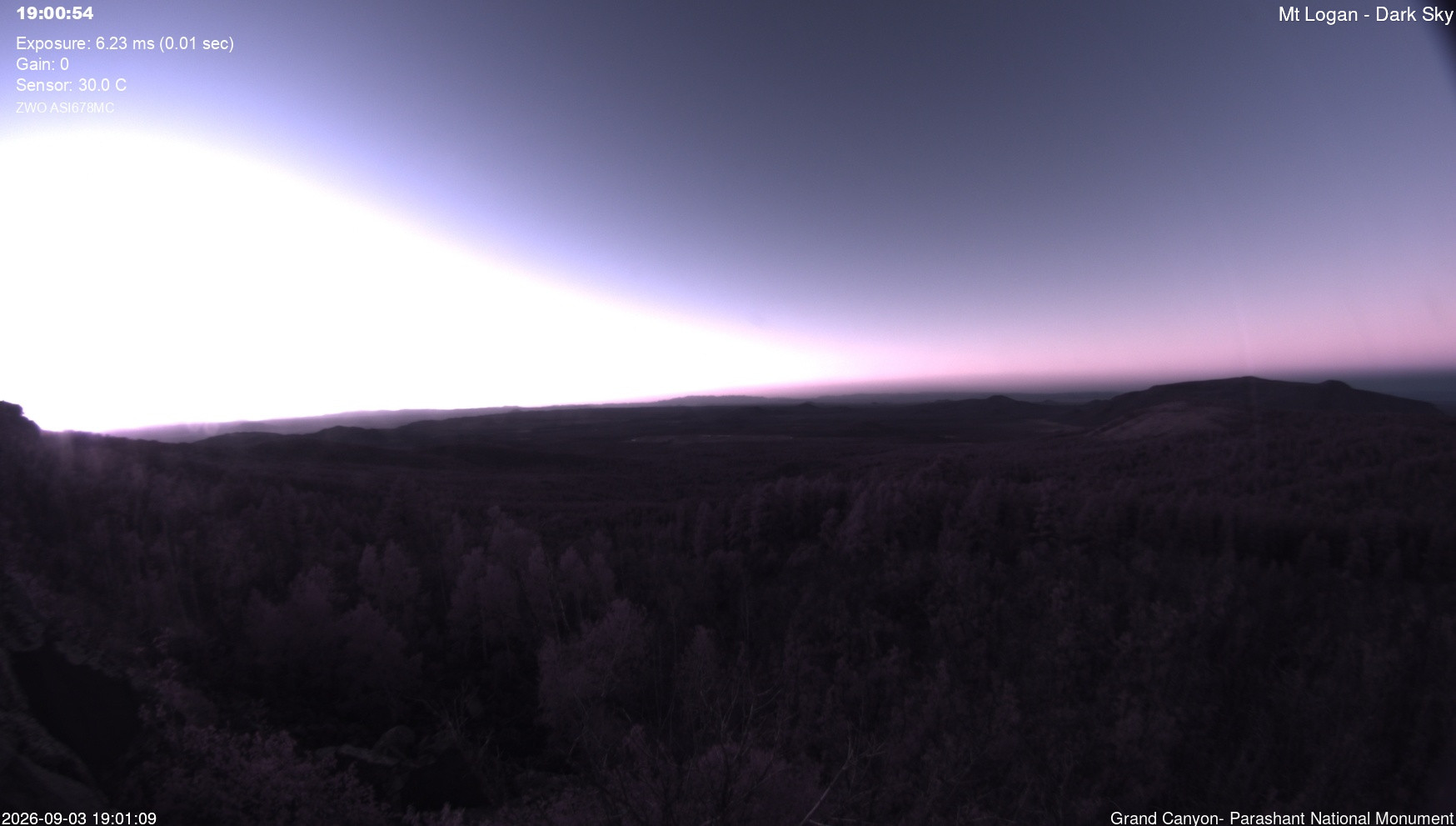 time-lapse frame, Mt Logan - Dark Sky webcam