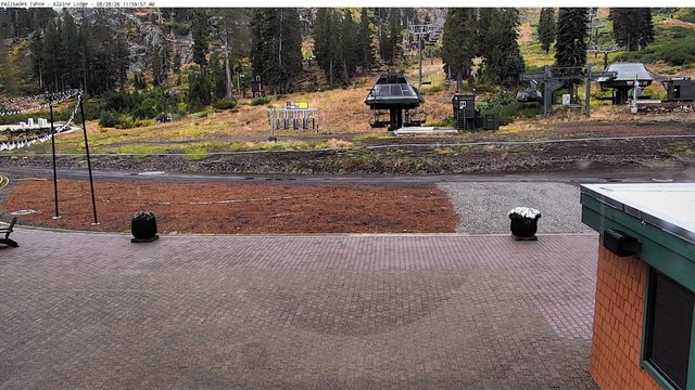 view from Palisades Tahoe Alpine Lodge Base Area on 2026-08-28