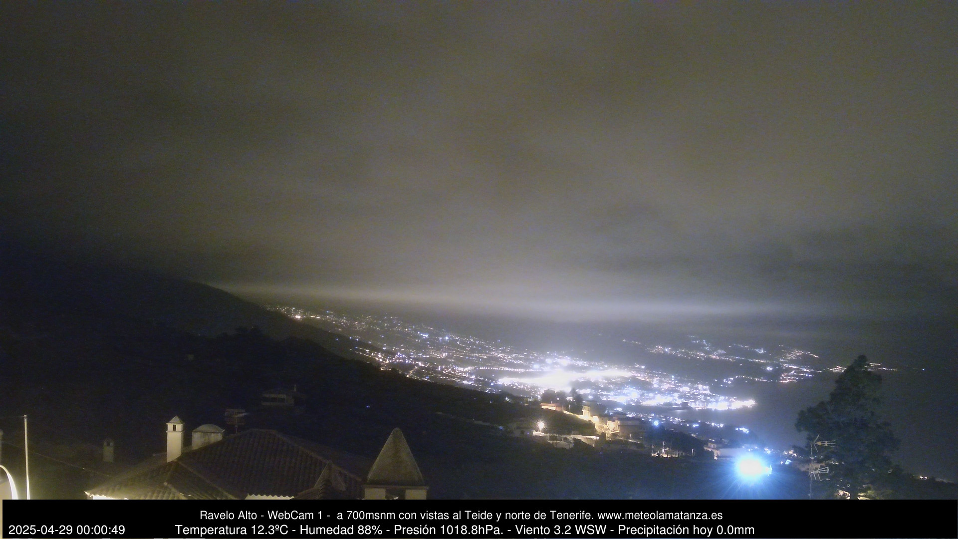 time-lapse frame, MeteoRavelo- Visión N de Tenerife webcam