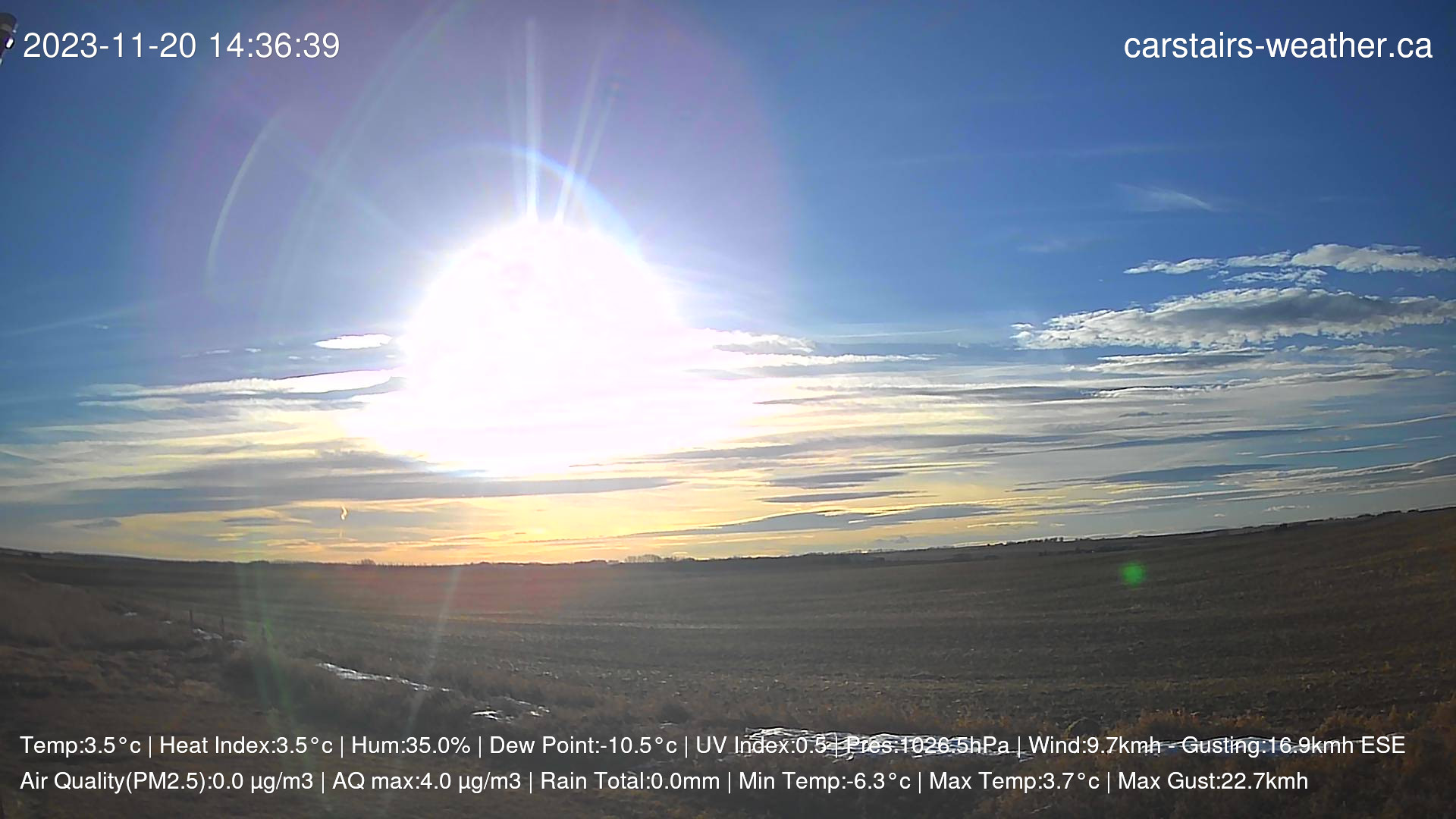 time-lapse frame, November 20 - Sunset webcam