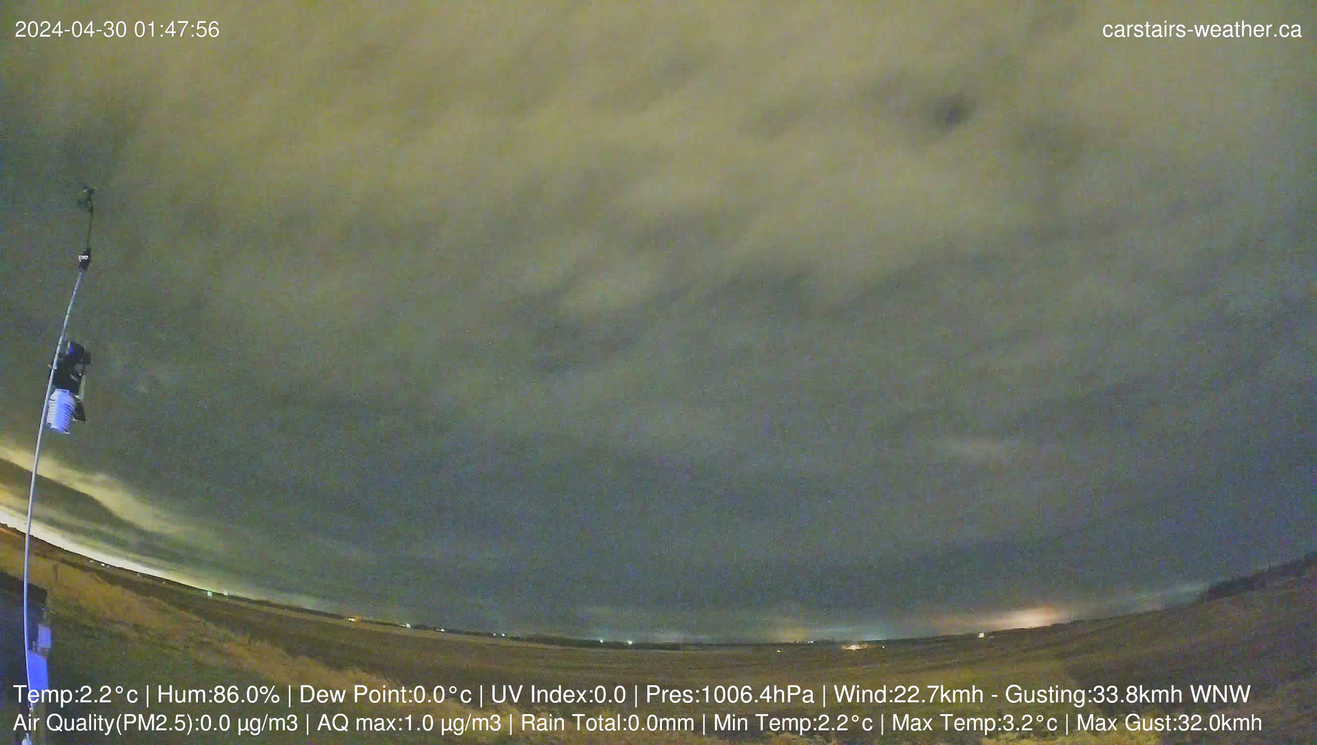 time-lapse frame, Overnight Snow. April 30 webcam