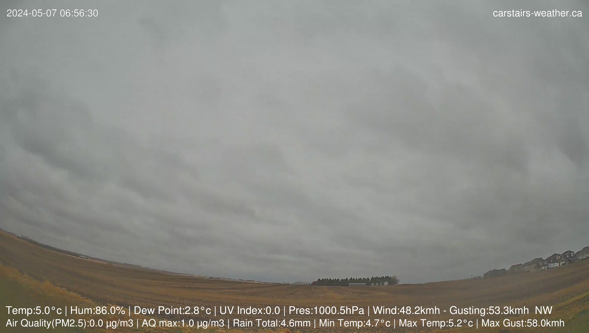 time-lapse frame, May 7 - 74 KMH winds webcam