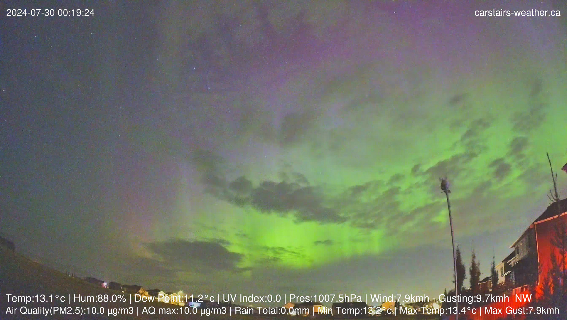 time-lapse frame, July 29 Aurora  webcam