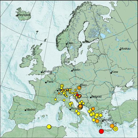 time-lapse frame, Erdbeben Europa webcam