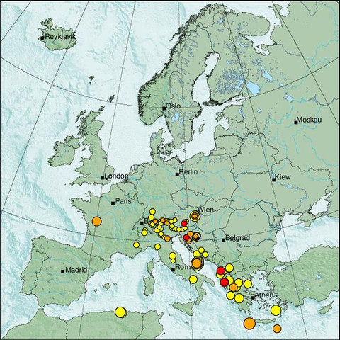 time-lapse frame, Erdbeben Europa webcam
