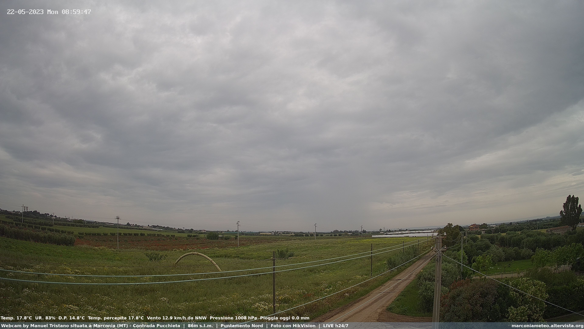 time-lapse frame, Webcam in Contrada Pucchieta, Marconia(MT) webcam