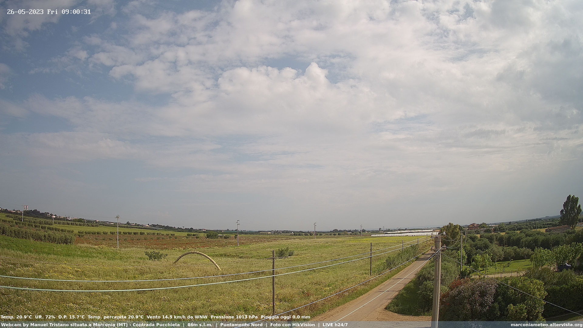 time-lapse frame, Webcam in Contrada Pucchieta, Marconia(MT) webcam