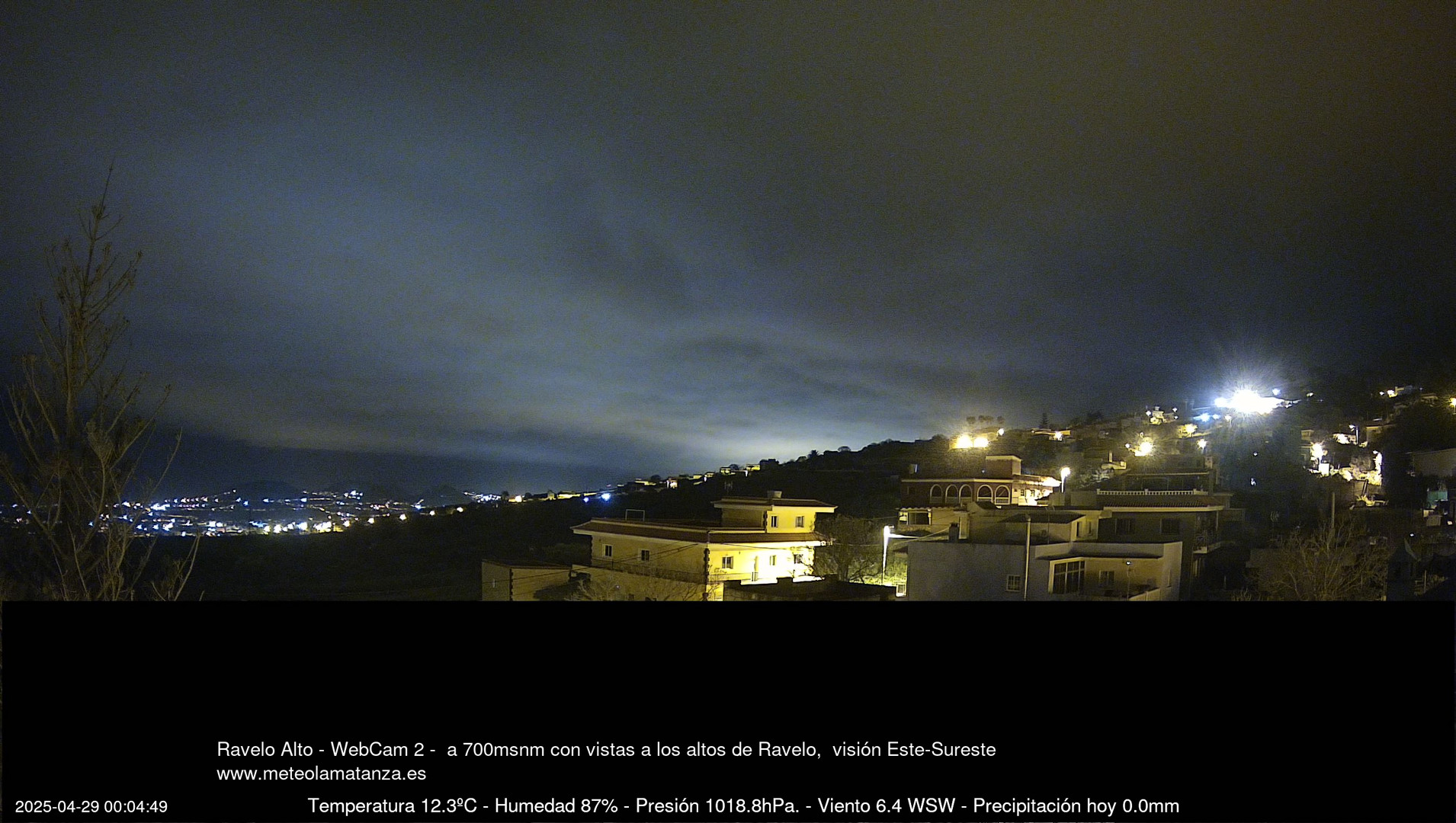 time-lapse frame, Ravelo, visión E-SE, 428msnm webcam